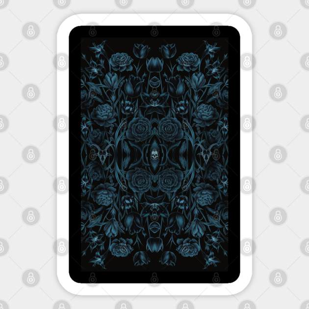 Dark Mystic Pattern, nature, pastel, floral, skull, goat, occult, mysterious Sticker by SSINAMOON COVEN